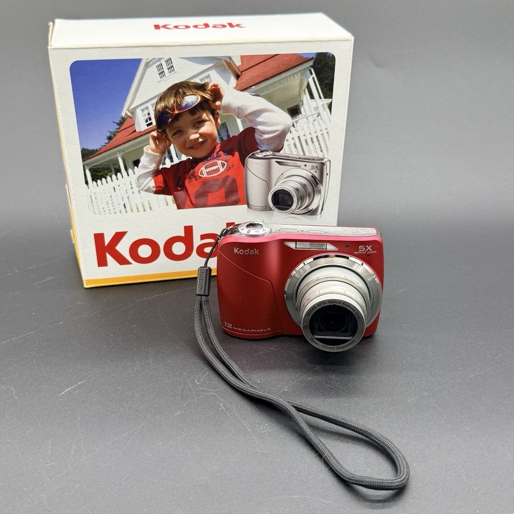 Kodak EasyShare C190 Red 12MP Digital Camera 5x Zoom Box Accessories Tested